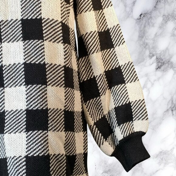 LPA Floyd Sweater Dress Black & Ivory Check - Picture 9 of 11